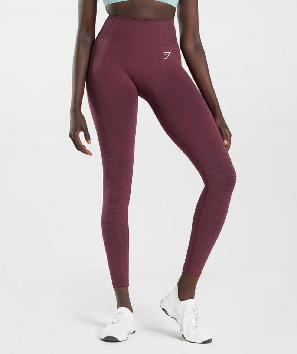 Legginsy Damskie Gymshark Vital Seamless 2.0 Bordowe | PL 2227UZG